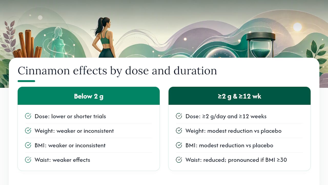 Diagram of cinnamon dose and weight loss effects