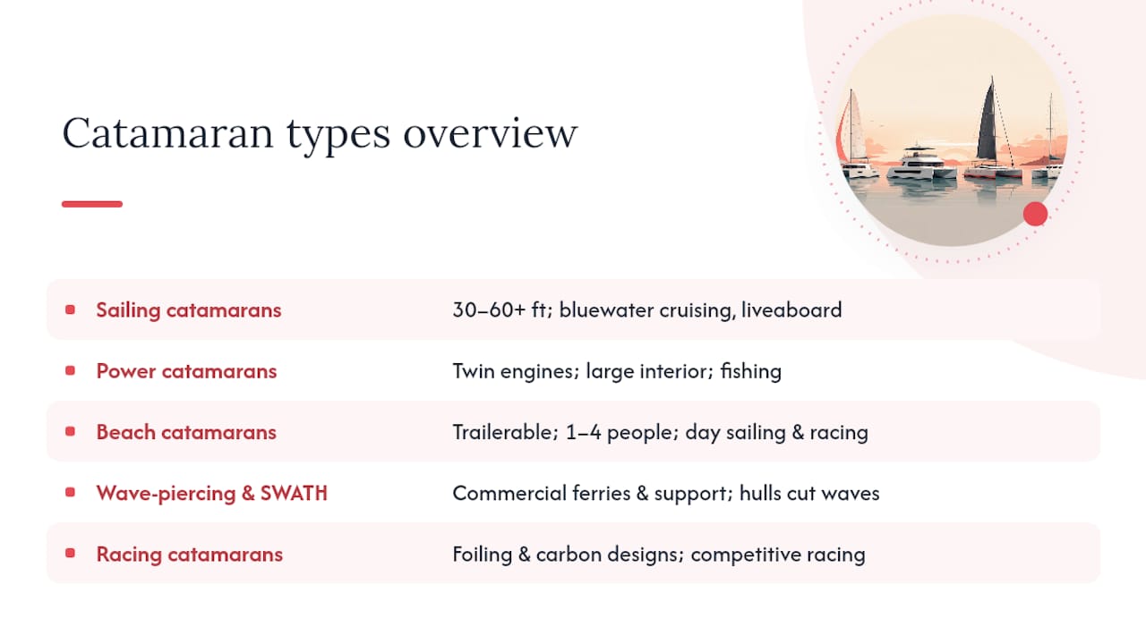 Diagram comparing catamaran types and uses