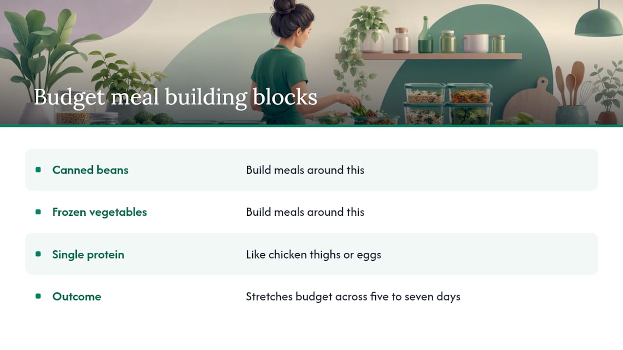How can I feed myself for a week on a tight budget? — overview diagram