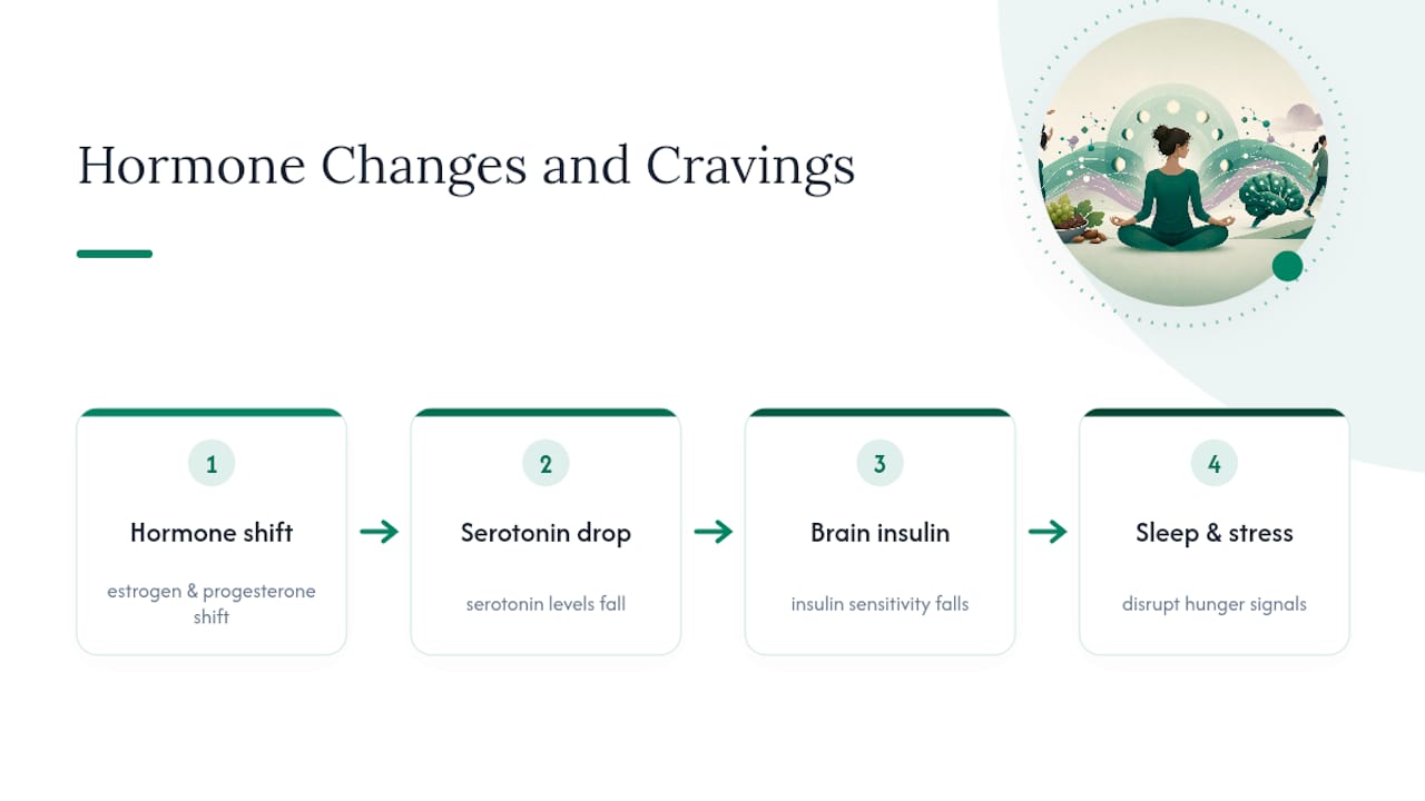 Diagram of hormone fluctuations and cravings during luteal phase