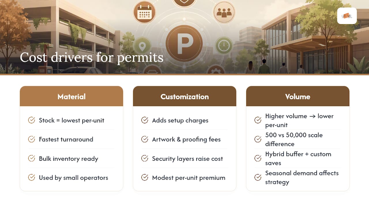 Diagram comparing cost factors for visitor parking permits
