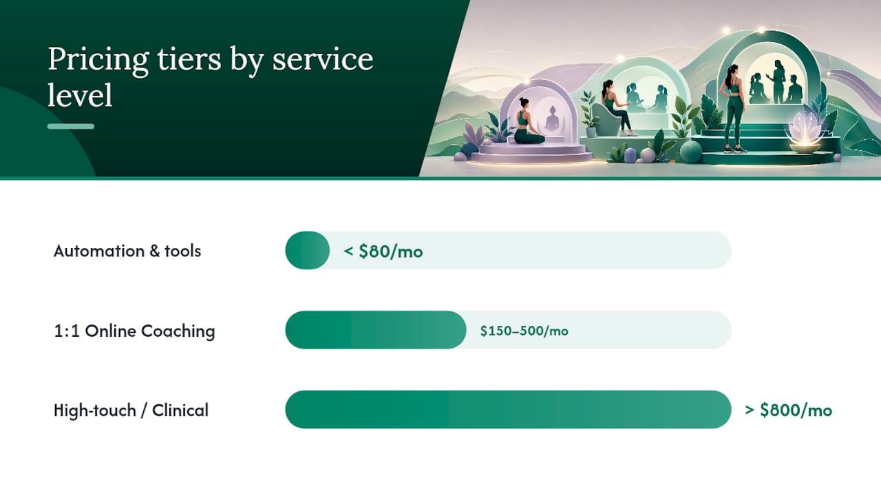Diagram comparing coaching price tiers and services