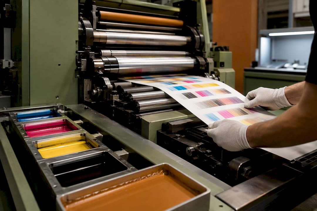 Printing press running color test sheets