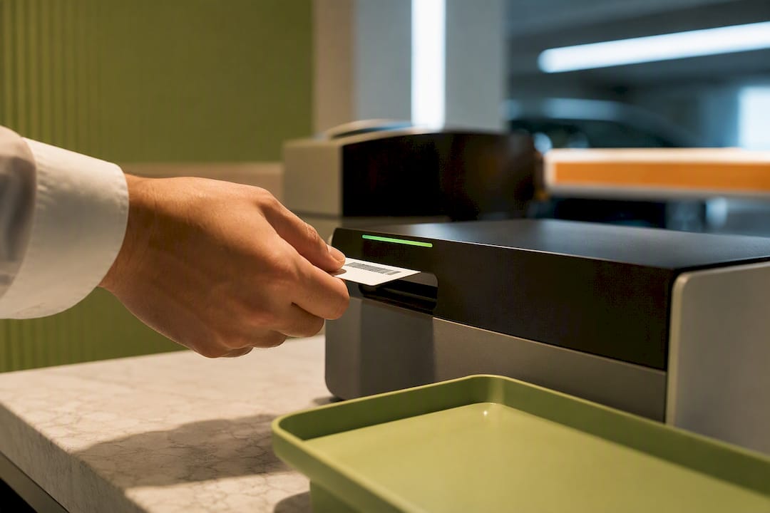 Barcode ticket entering parking scanner