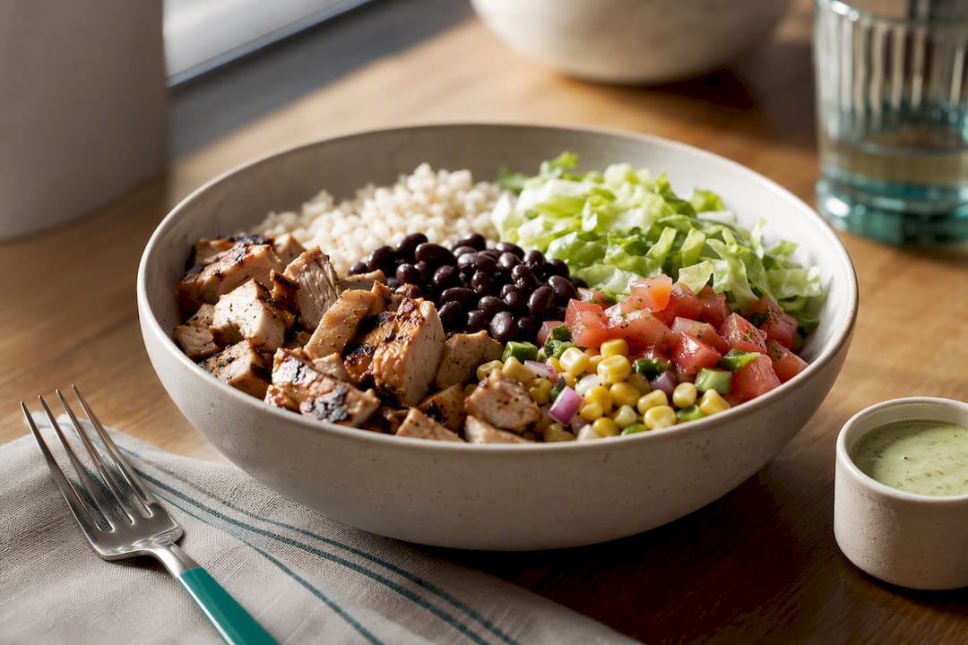 Gluten-free bowl with grilled chicken