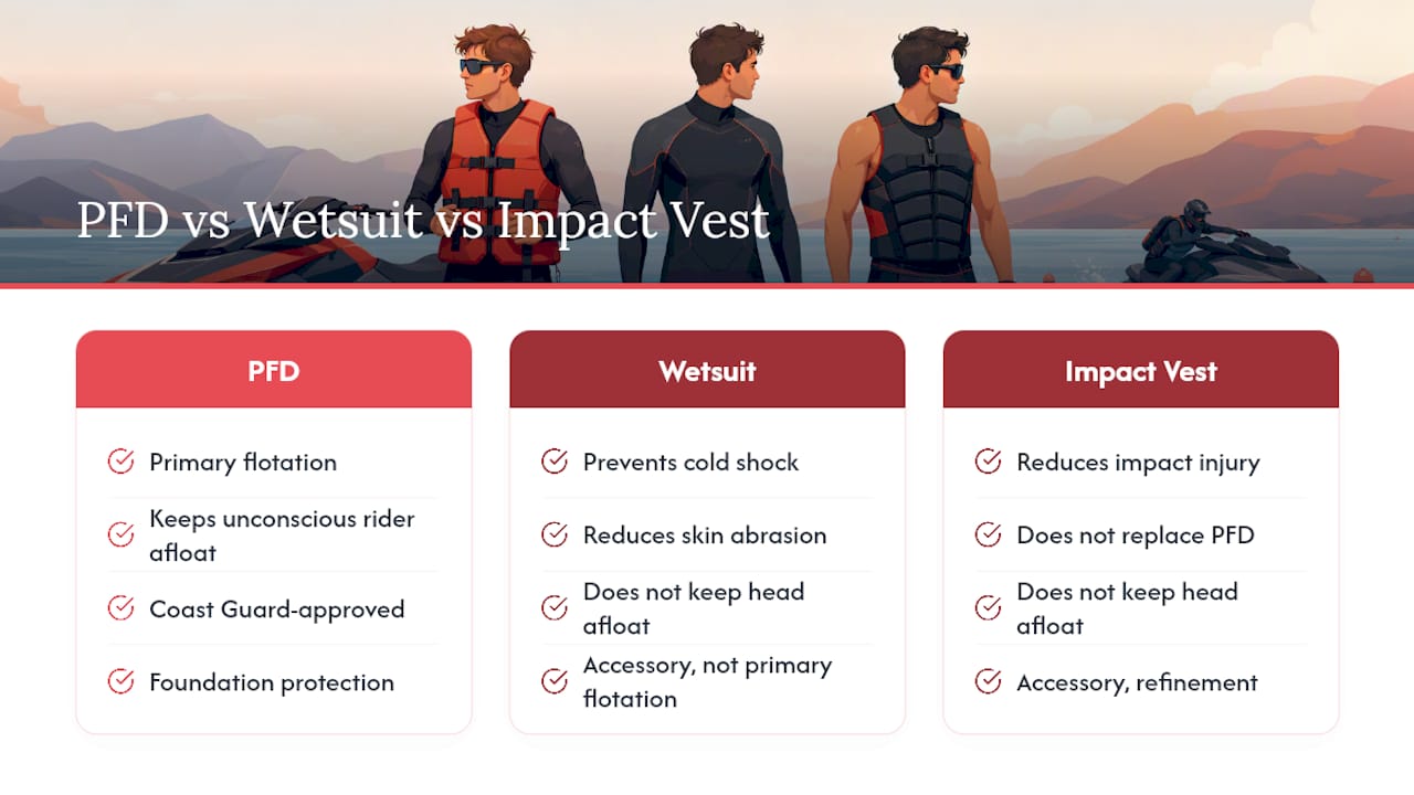 Comparison of PFD wetsuit and impact vest roles