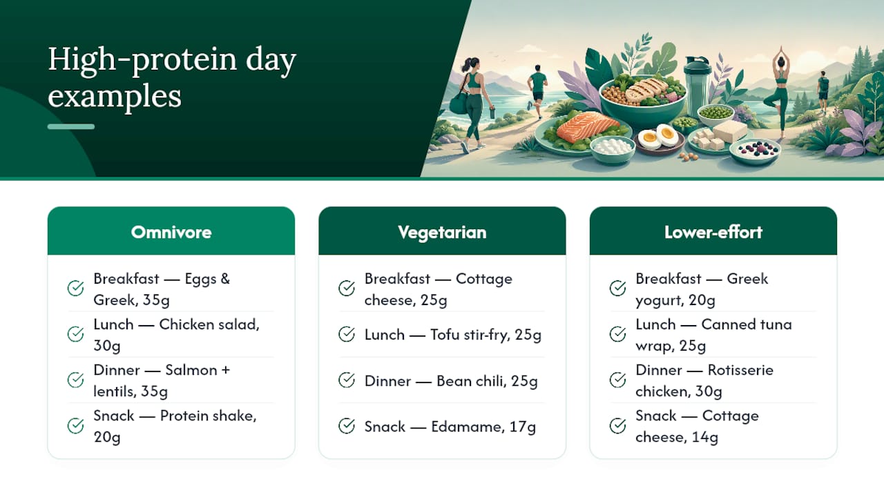 What Does a High-Protein Day of Eating Look Like? — overview diagram