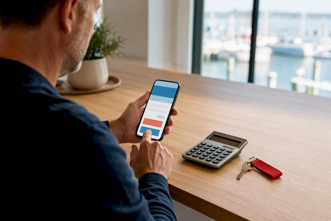Boater reviewing license fee checkout