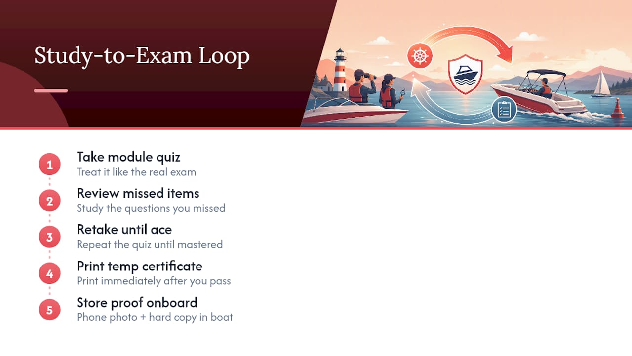Boating course quiz study process
