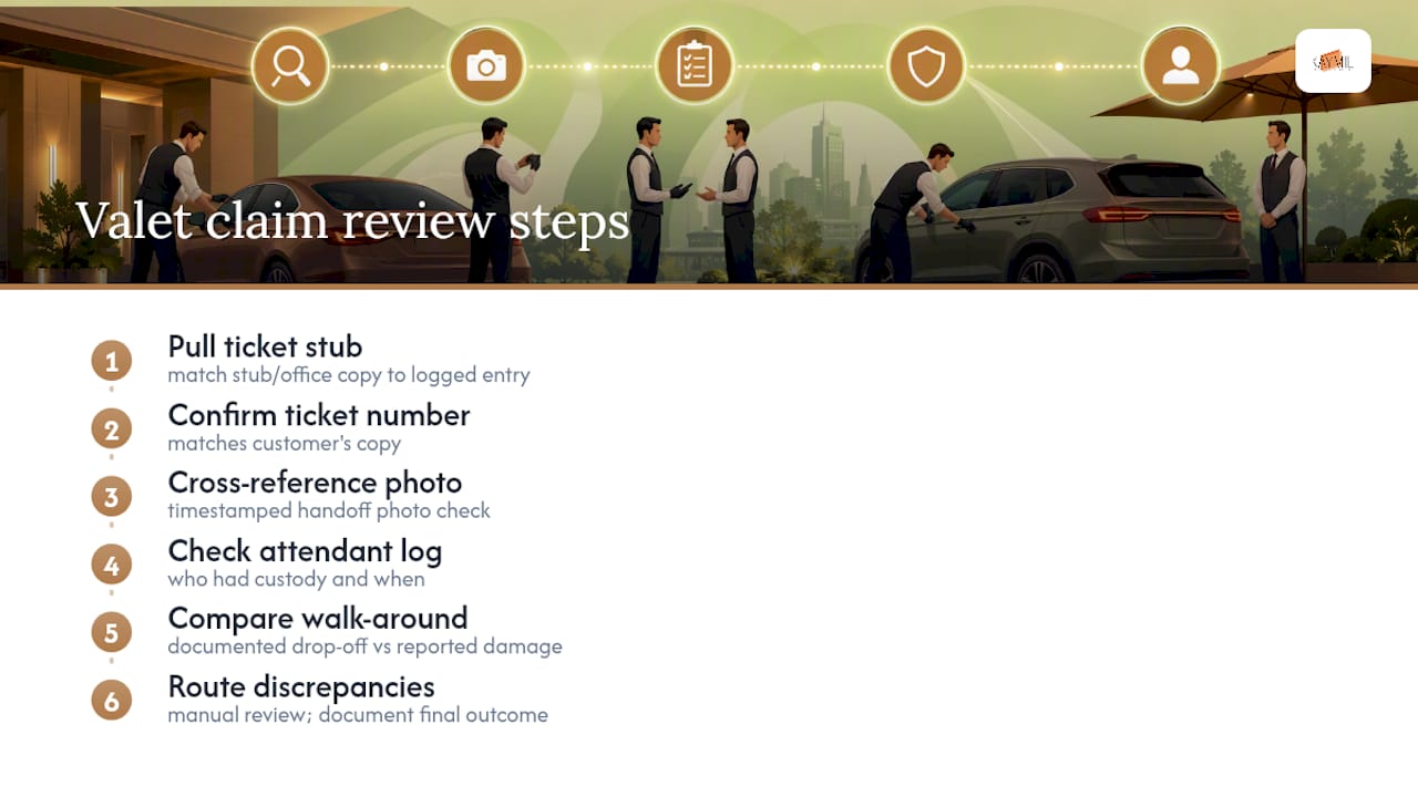 Five-step valet damage claim review process