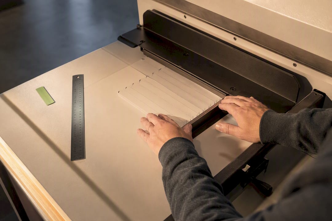 Ticket sheet aligned for precise cutting