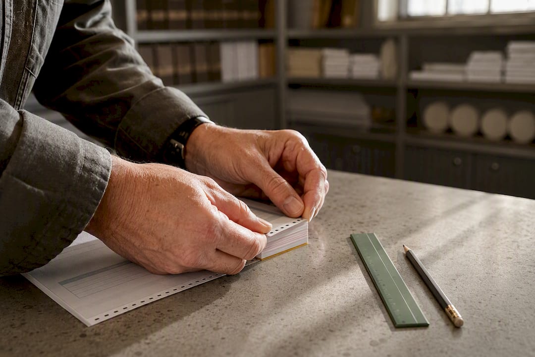 Close-up of perforated parking receipt book