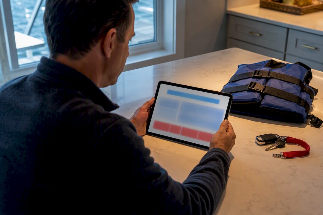 Boater completing an online safety course