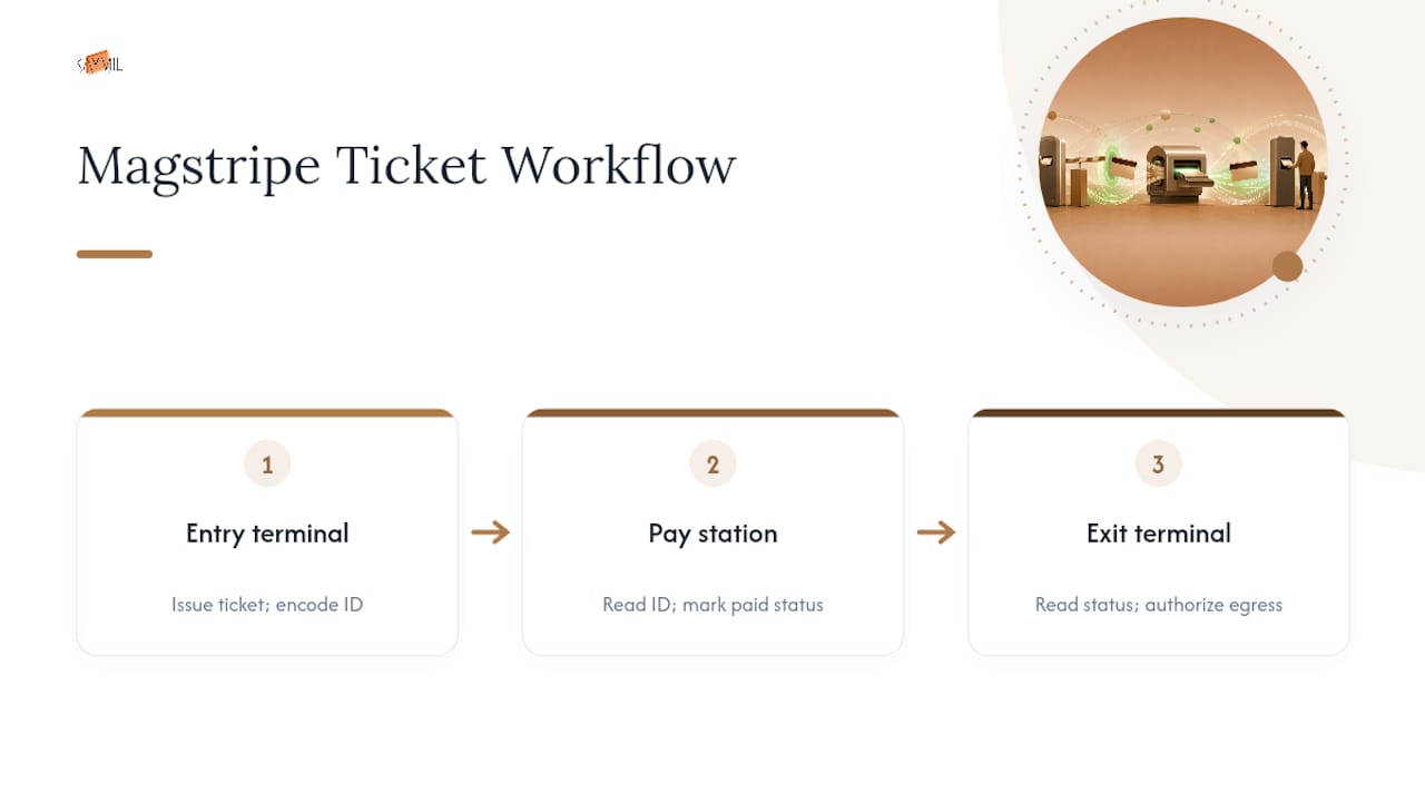 What Pre-Encoded Magstripe Tickets Do Inside a PARCS Workflow — overview diagram