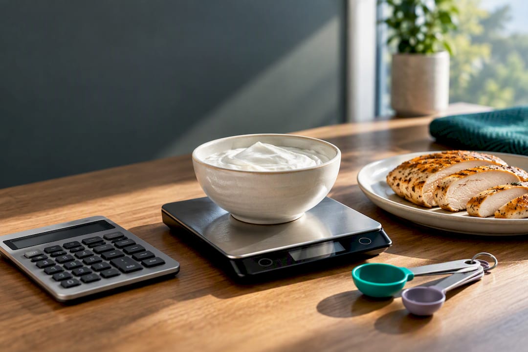 Protein foods beside macro calculation tools