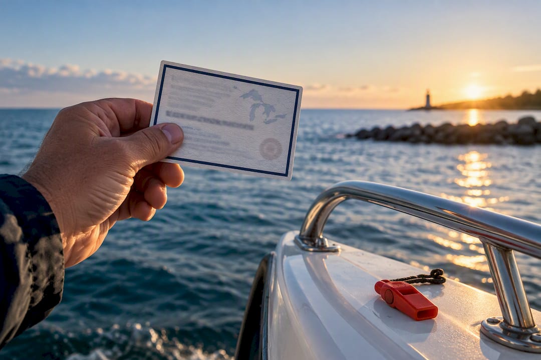Boater presenting Michigan safety certificate