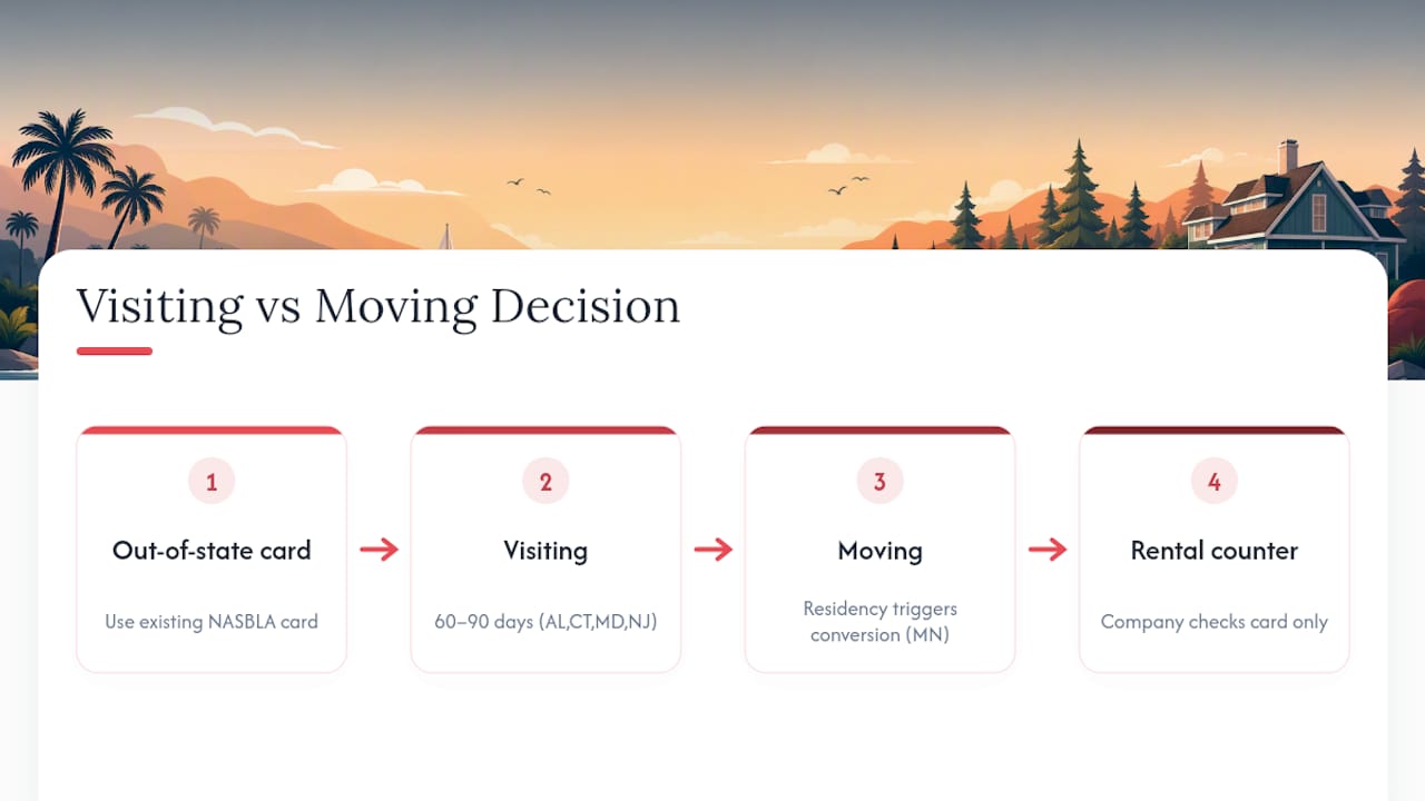 Visitor and resident reciprocity decision path