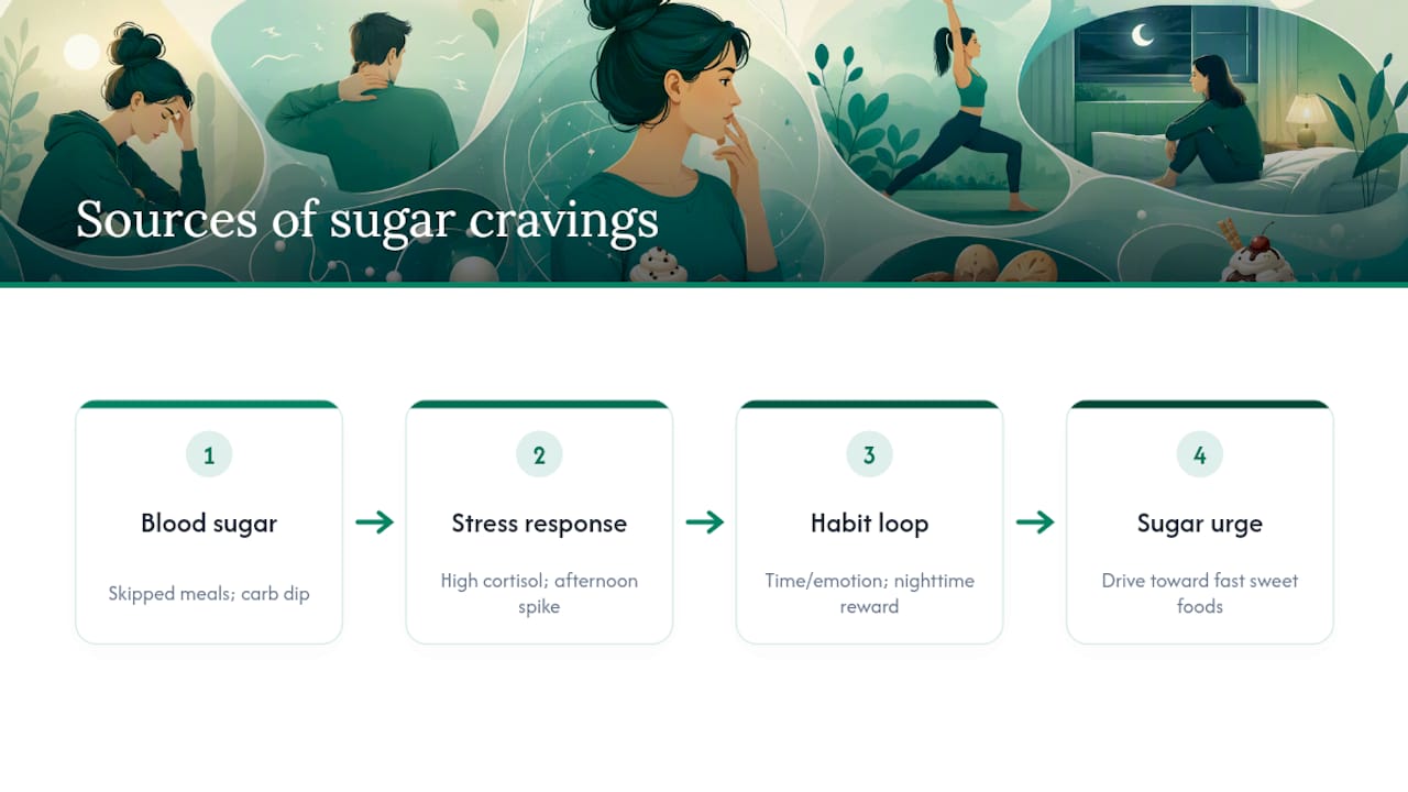 Three pathways that trigger sugar cravings