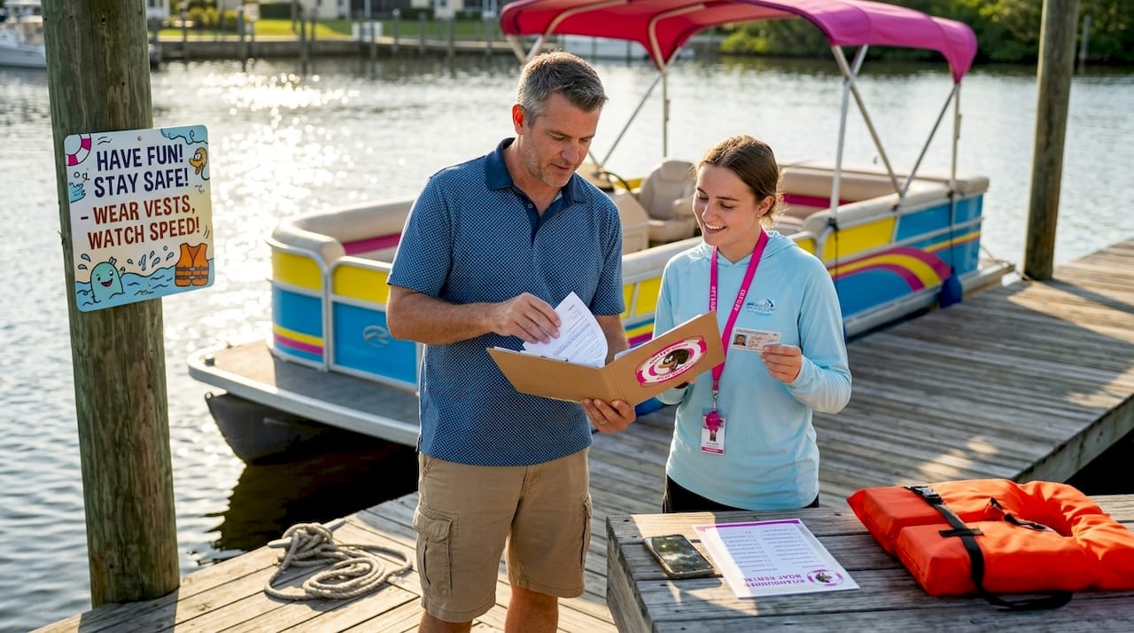 Dockside ID and certificate check for boat rental