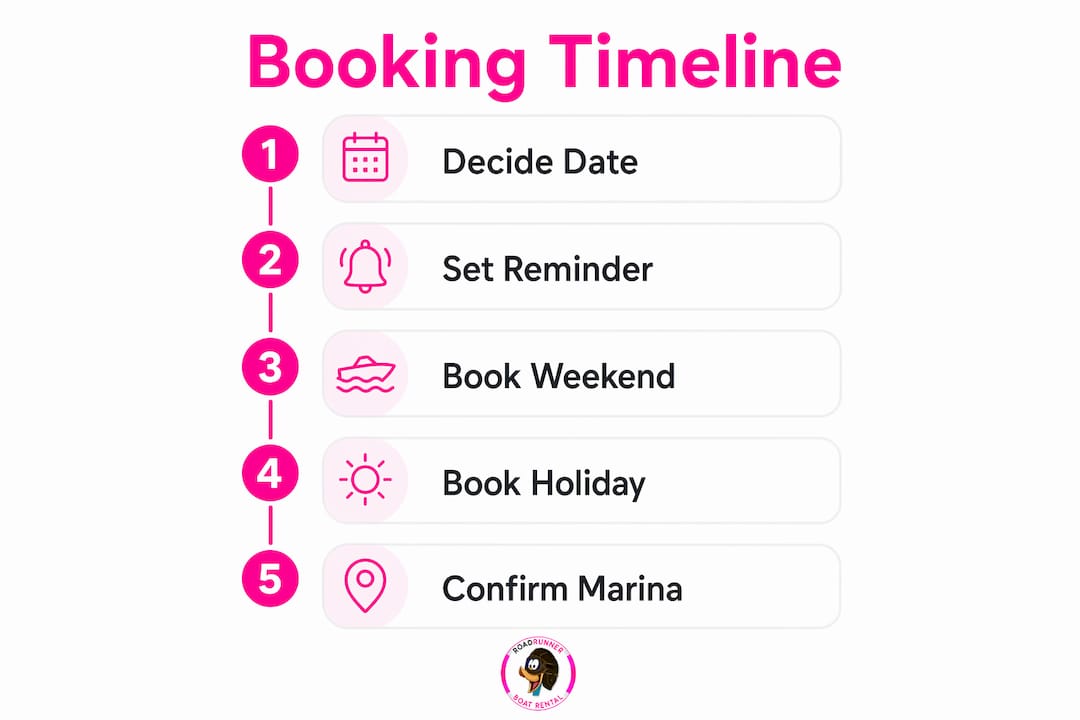 Infographic showing pontoon rental booking timeline