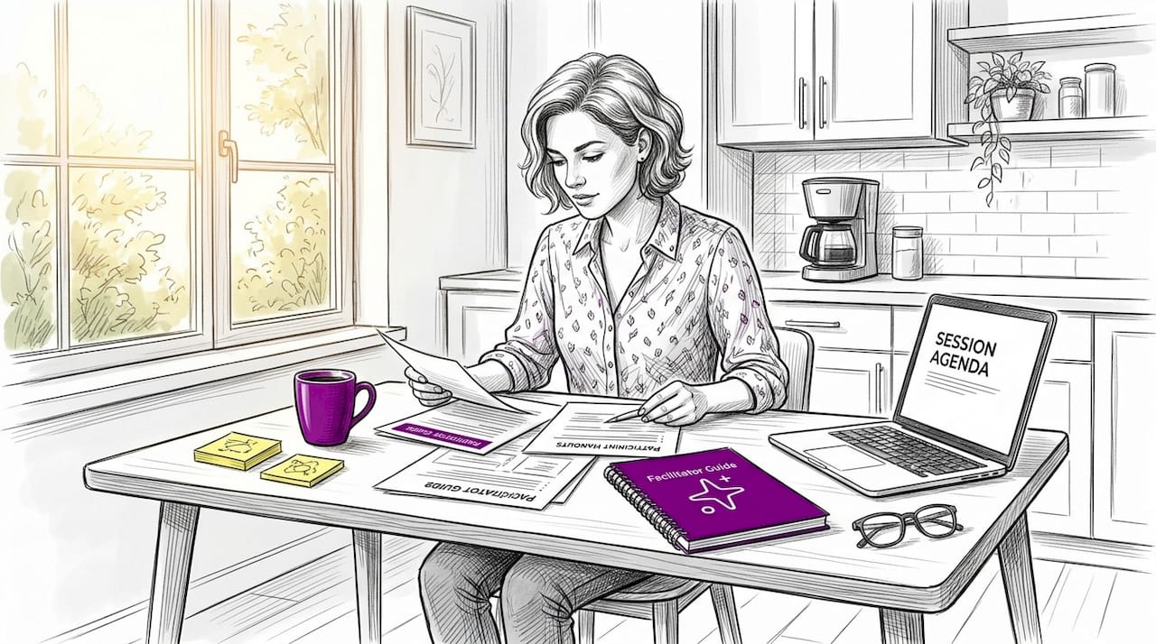 Small business owner reviewing training materials