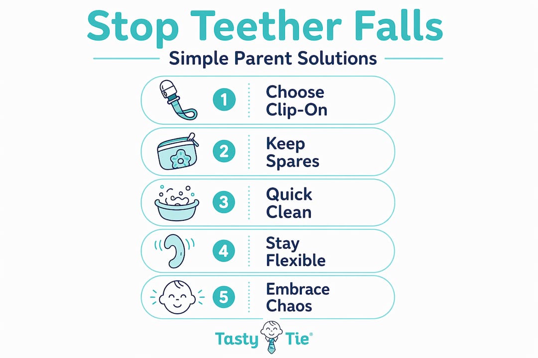 Infographic of five-step solution for teether drops