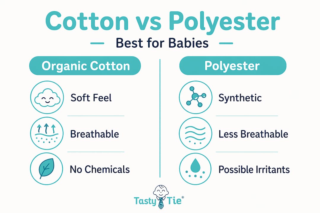 Infographic comparing organic cotton and polyester for babies