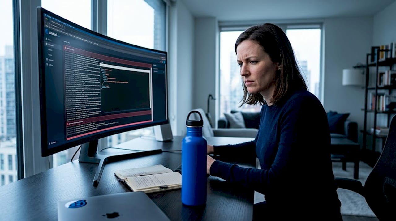 Developer reviewing validation errors in workspace