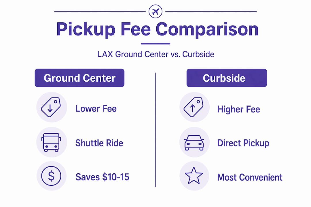 Infographic comparing LAX Ground Center and Curbside fees
