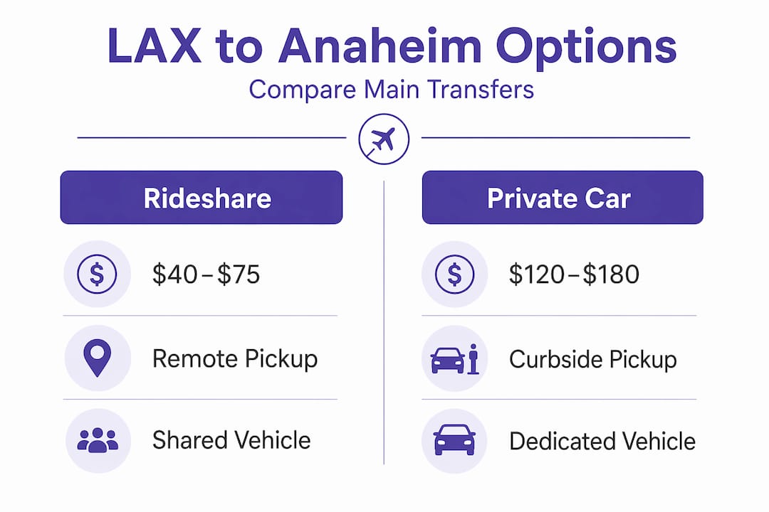 Side-by-side LAX to Anaheim transport comparison