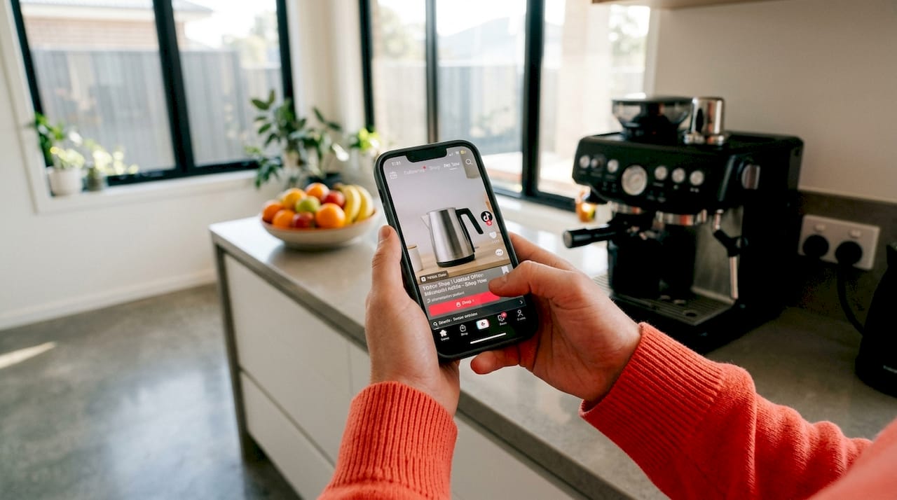 User viewing TikTok Shop ad on smartphone