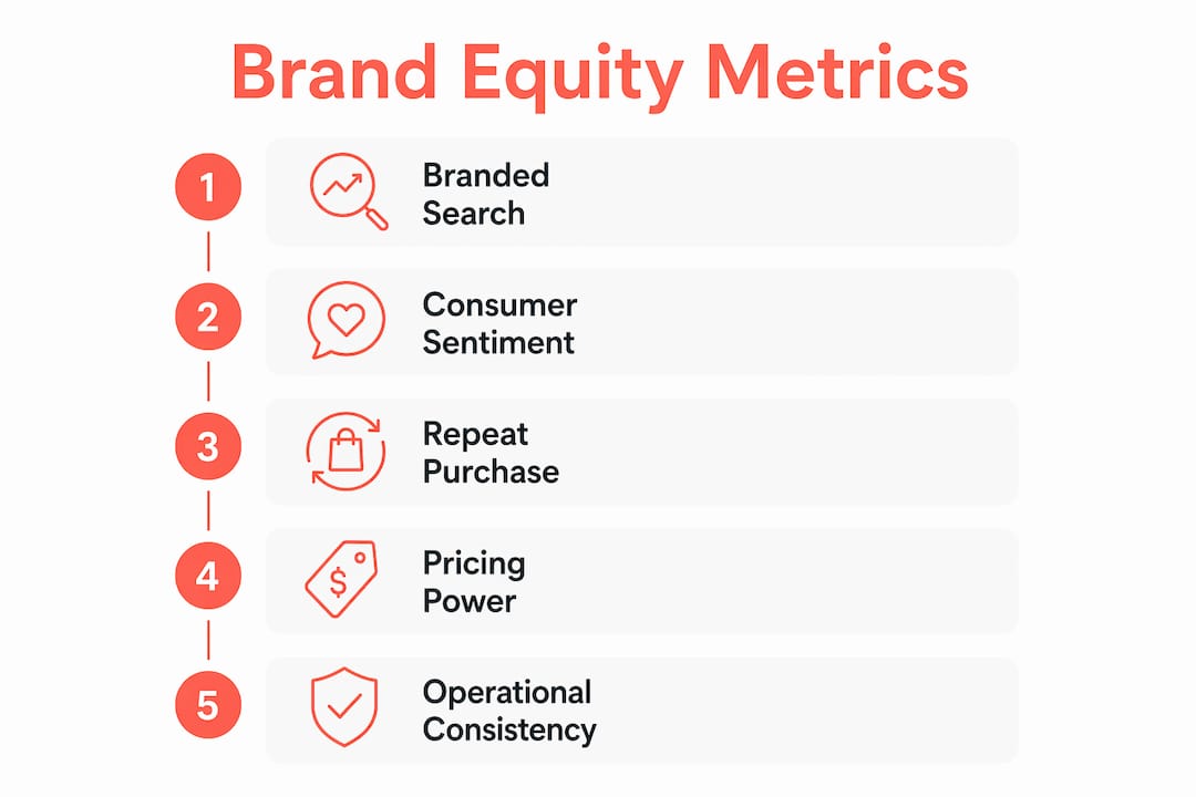 Infographic illustrating steps to measure ecommerce brand equity
