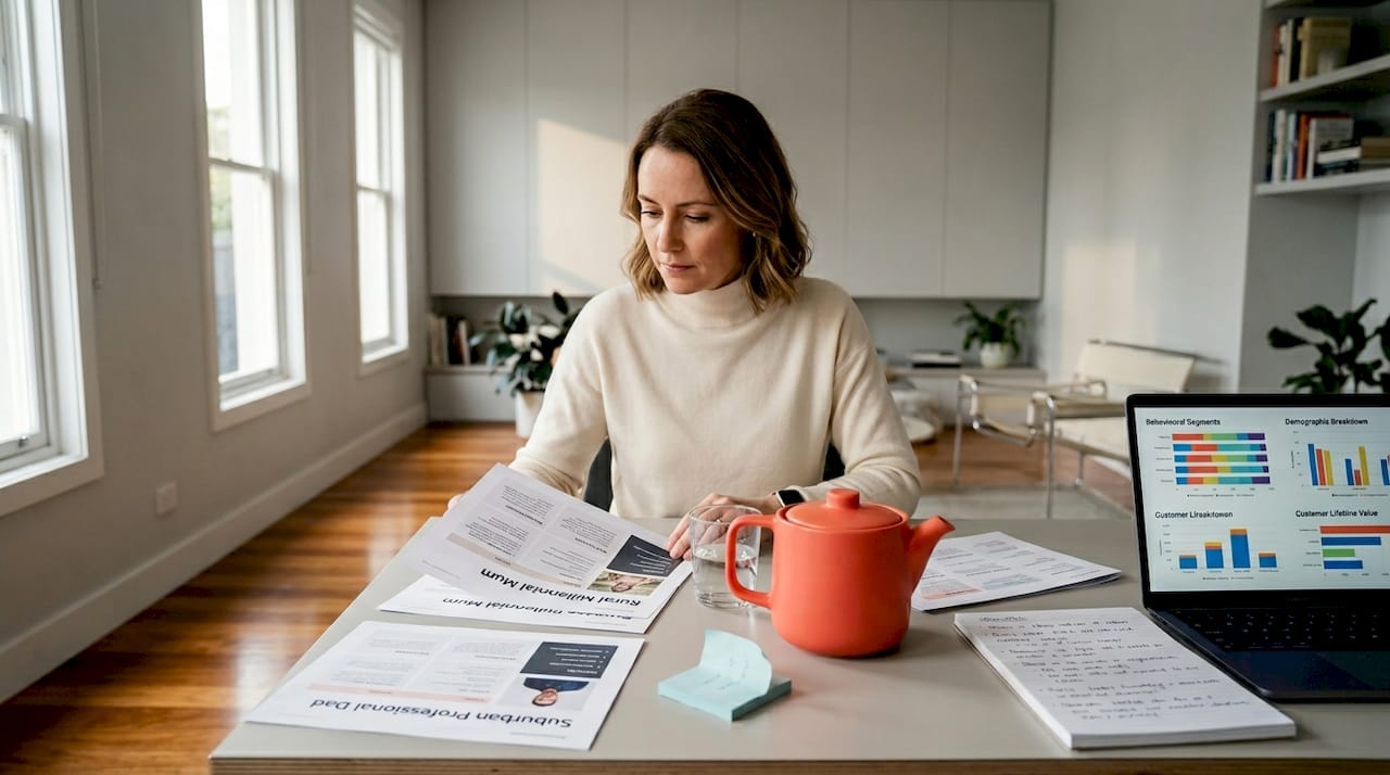 Marketer analyzing buyer personas at home office