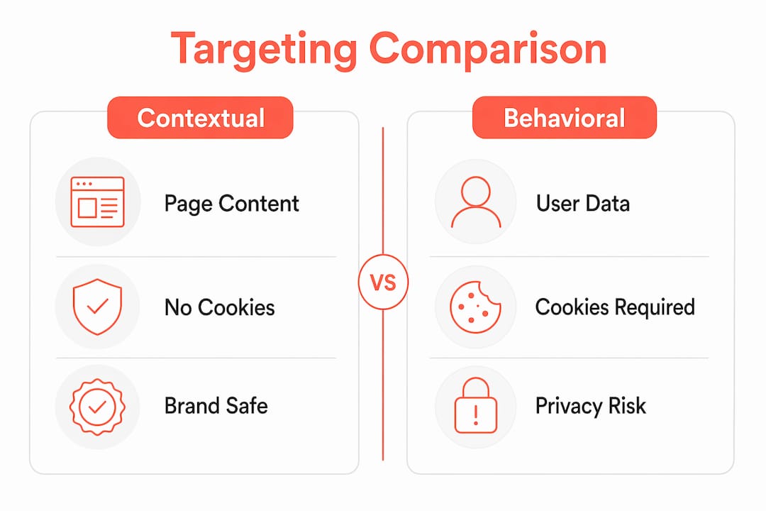 Infographic comparing contextual and behavioral targeting