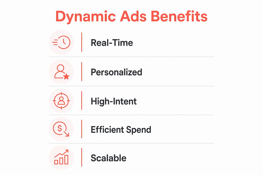Infographic illustrating benefits of dynamic product ads for ecommerce
