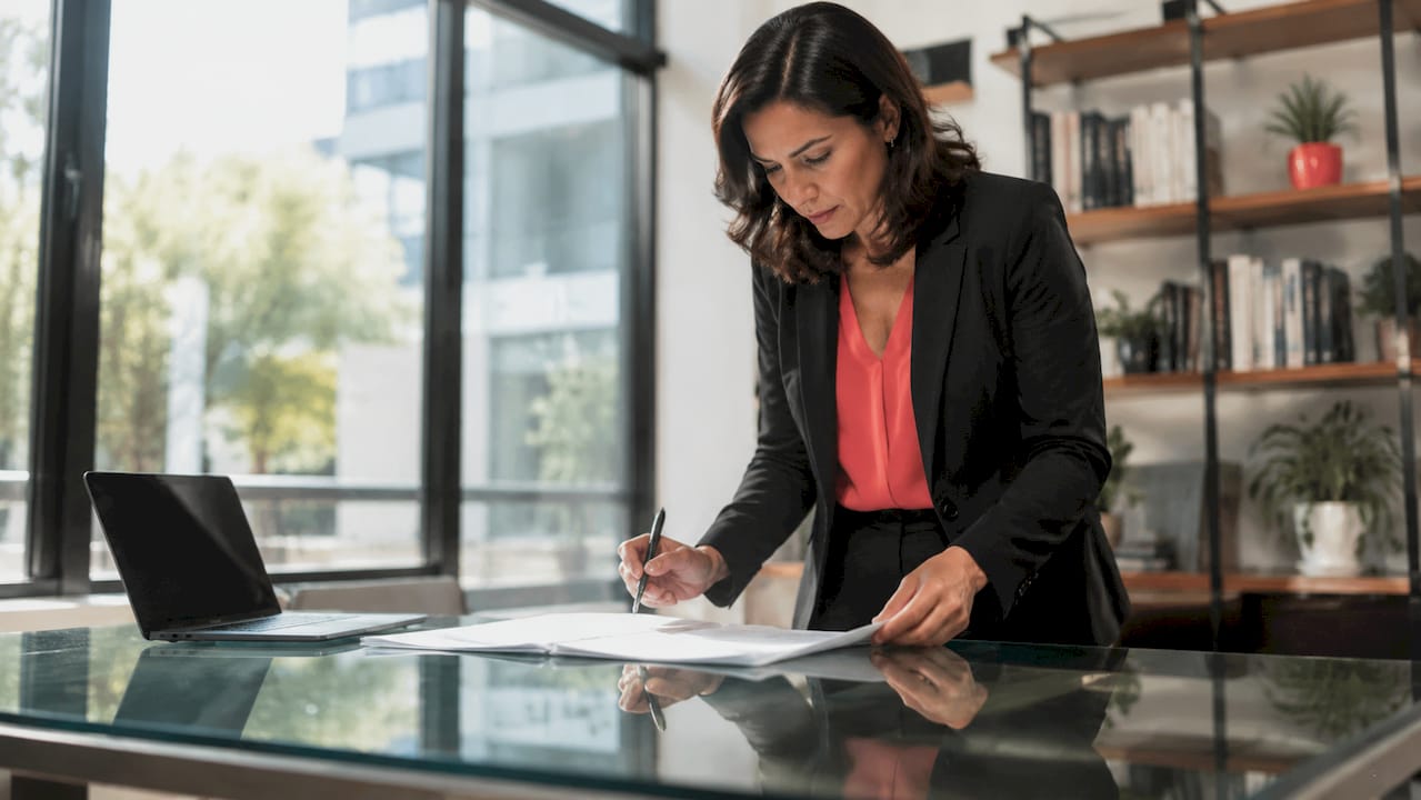 Close-up of businesswoman signing ecommerce financing agreement