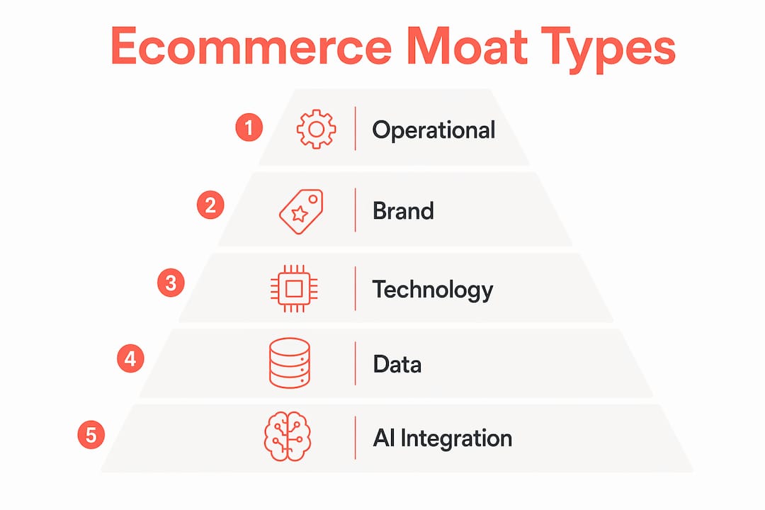 Infographic illustrating main competitive moat types in ecommerce