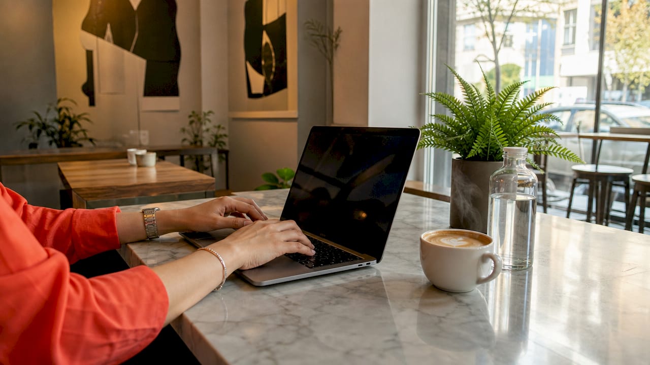 Hands typing on laptop with ecommerce marketing apps