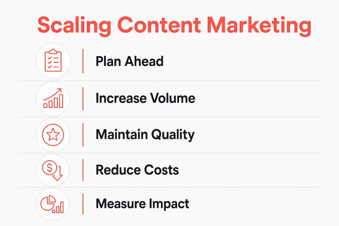 Infographic showing best practices for scaling content marketing