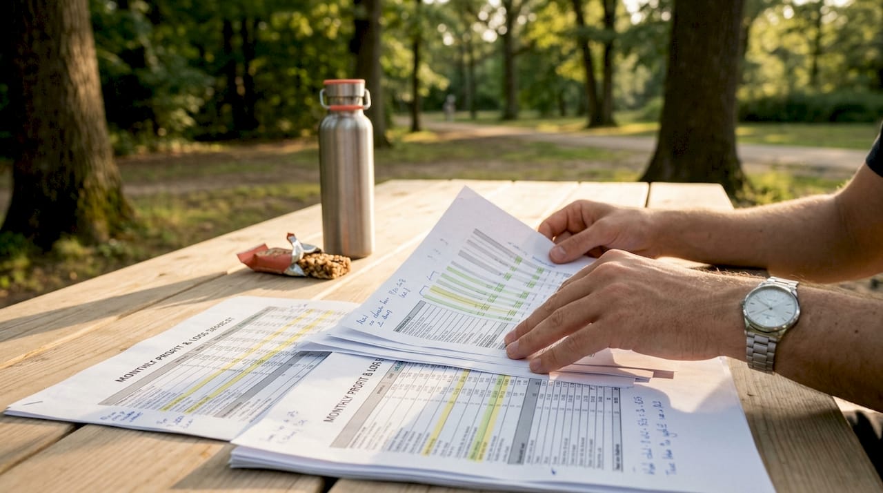 Hands organizing ecommerce financial spreadsheets