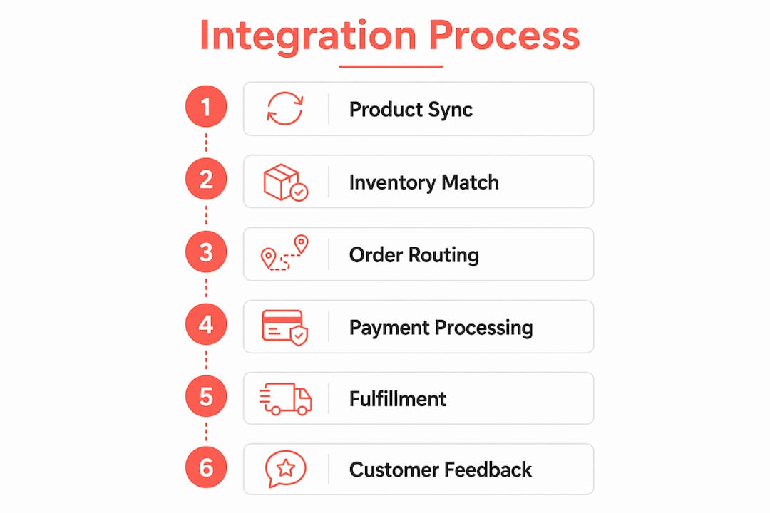 Infographic showing steps of social commerce integration