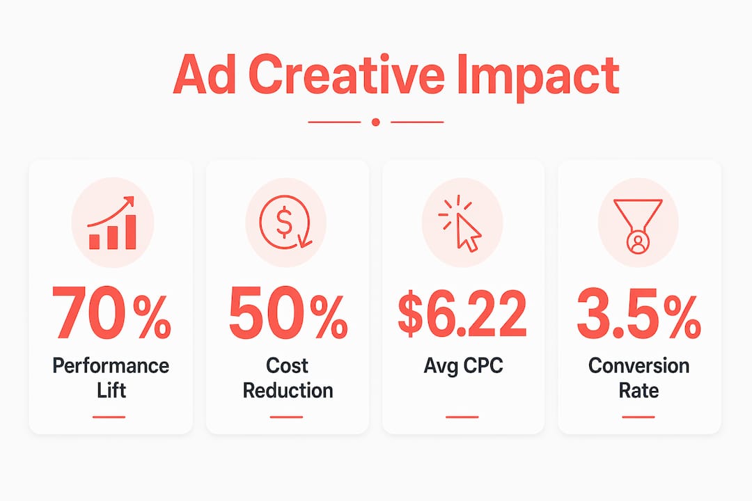 Infographic showing creative impact stats on ROAS