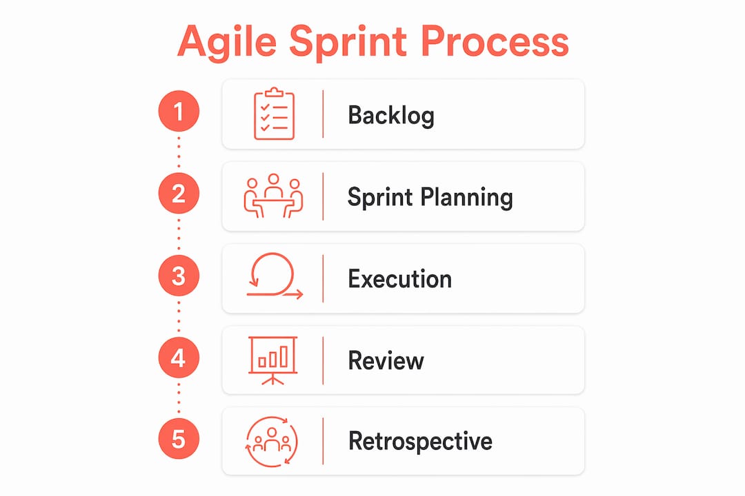 Infographic illustrating agile sprint process steps