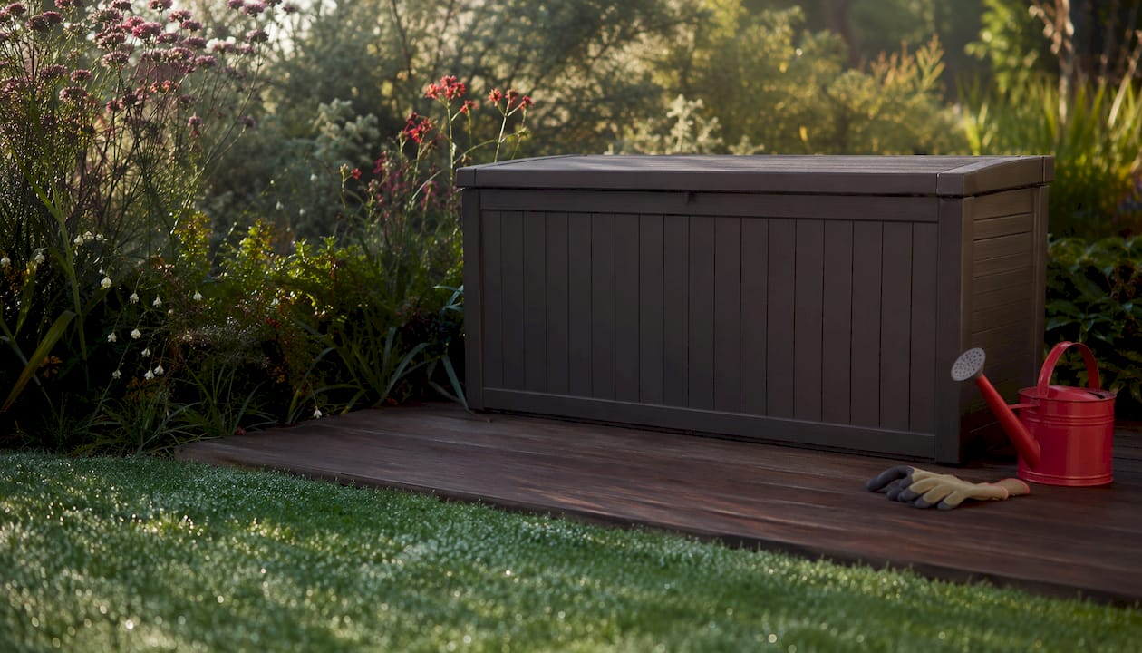 Keter resin cabinet on Australian garden patio