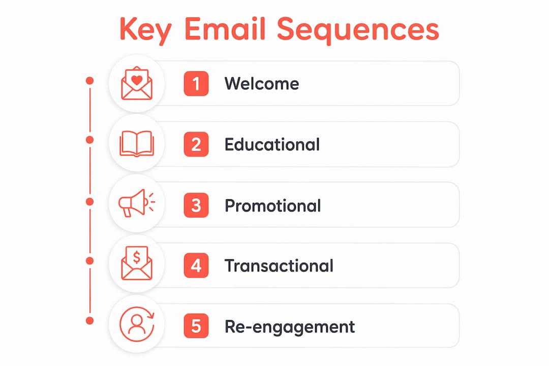 Infographic showing five high-converting email sequences