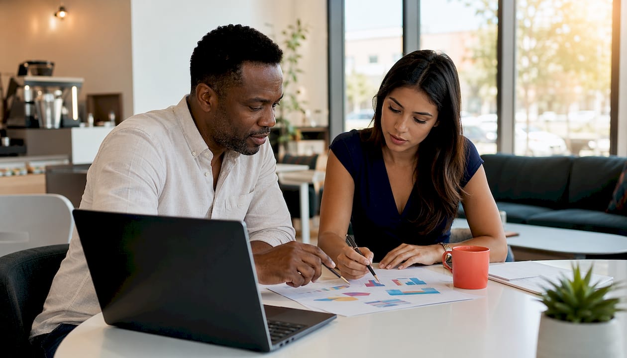 Two marketers discussing horizontal scaling strategies