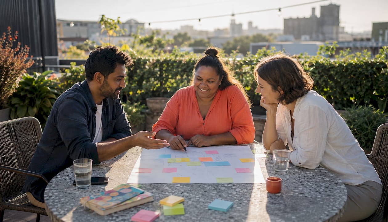 Diverse team discussing organic growth challenges