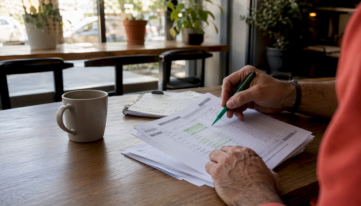 Hands reviewing negative keyword list