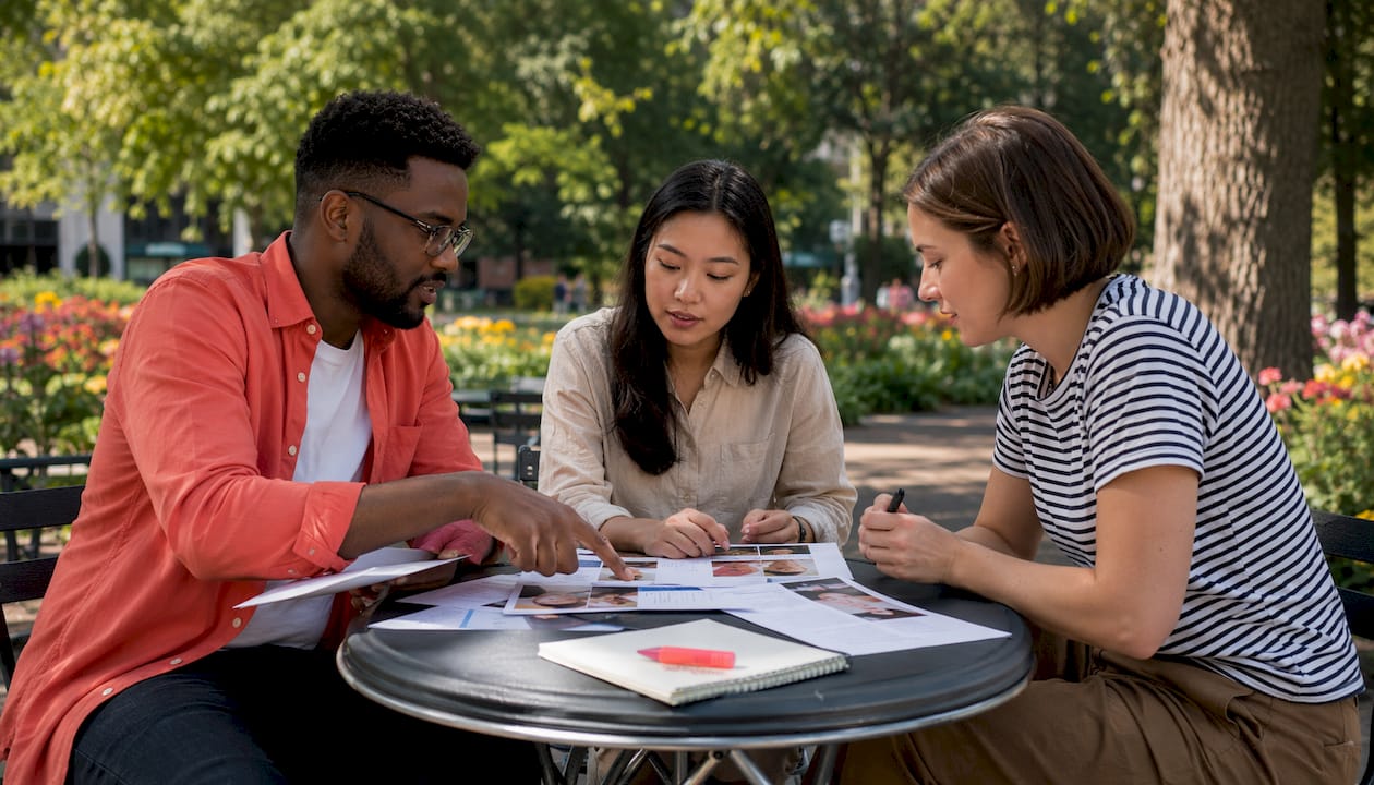 Marketers discussing influencer profiles