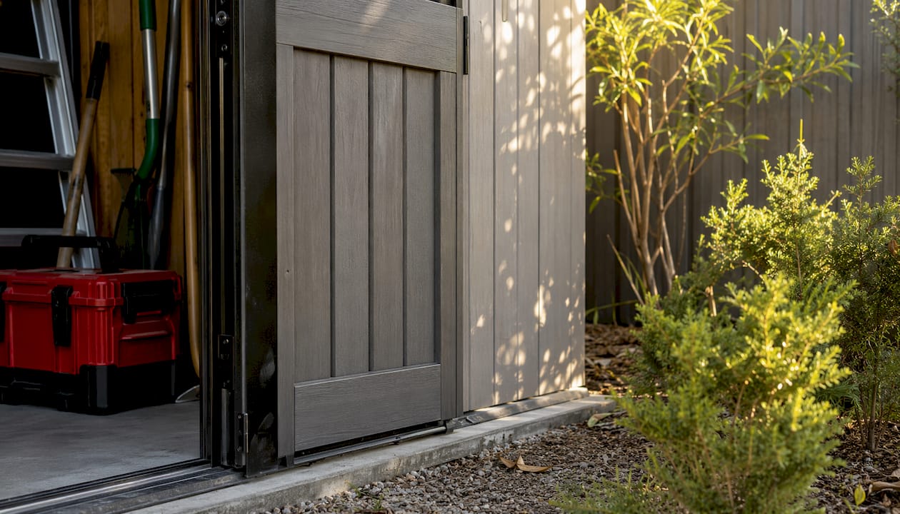 Keter Stronghold shed with reinforced frame exposed
